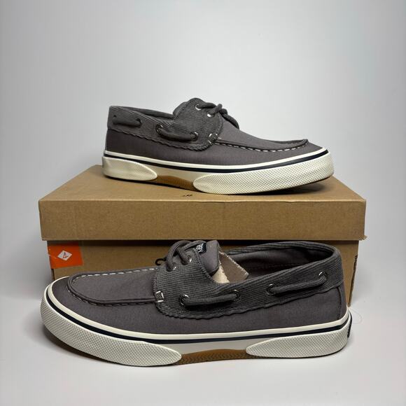 Sperry Men’s Halyard 2-Eye Boat Shoe in Cord Grey - Picture 1 of 10